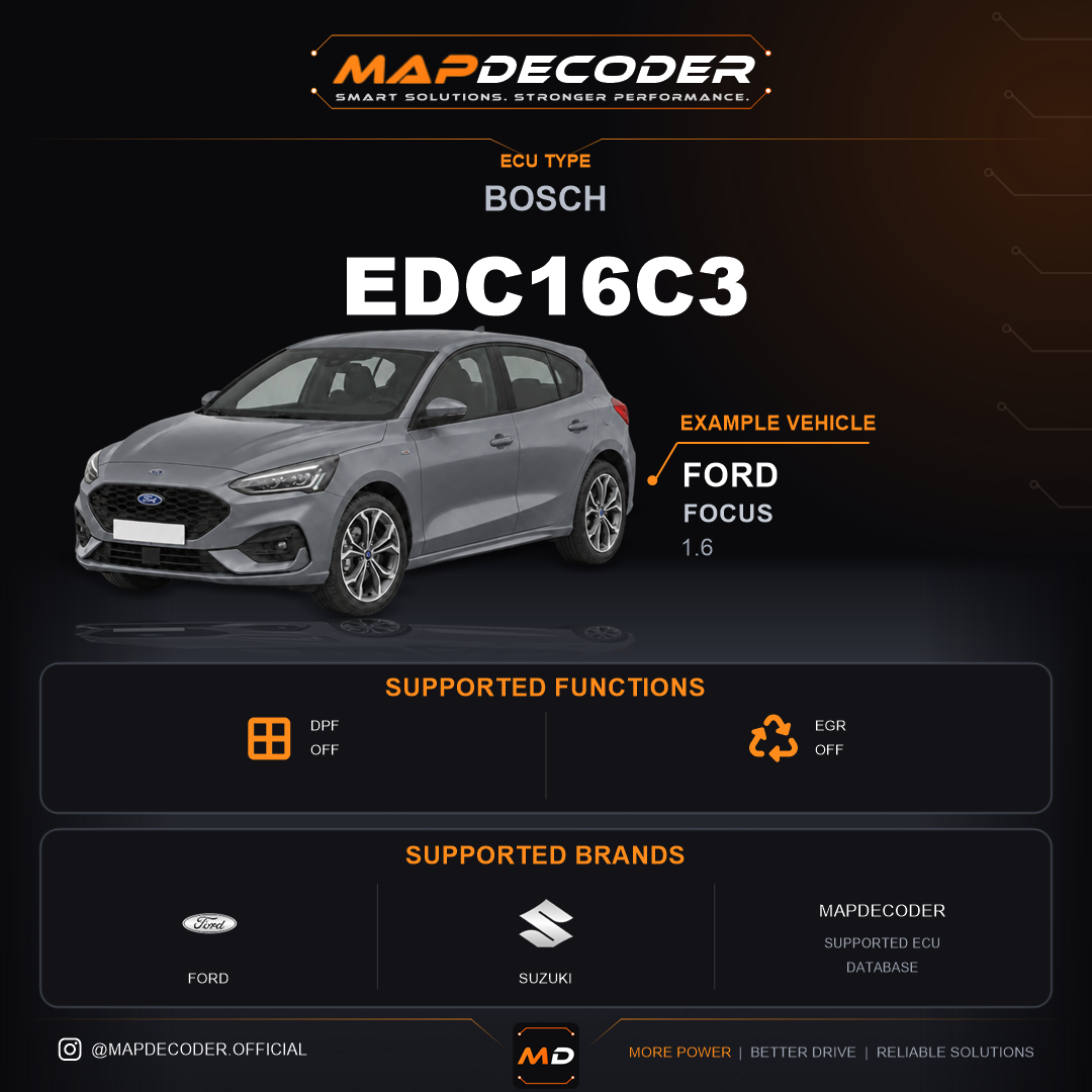 Bosch EDC16C3 ECU — supported tuning functions: DPF Off, EGR Off