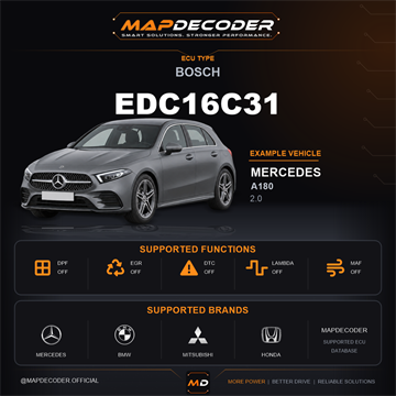 Bosch EDC16C31 ECU card — supported tuning functions and vehicle brands