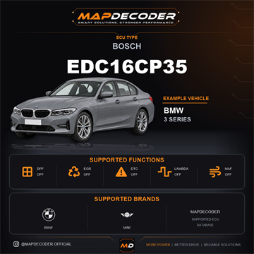 Bosch EDC16CP35 ECU card — supported tuning functions and vehicle brands