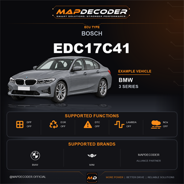 Bosch EDC17C41 ECU card — supported tuning functions and vehicle brands