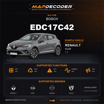 Bosch EDC17C42 ECU card — supported tuning functions and vehicle brands