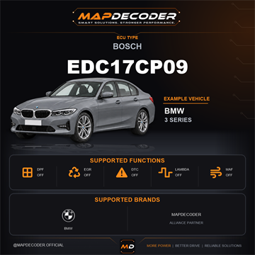 Bosch EDC17CP09 ECU card — supported tuning functions and vehicle brands