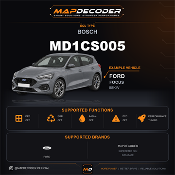 Bosch MD1CS005 ECU card — supported tuning functions and vehicle brands
