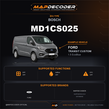 Bosch MD1CS025 ECU card — supported tuning functions and vehicle brands