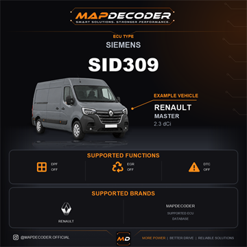 Siemens SID309 ECU card — supported tuning functions and vehicle brands