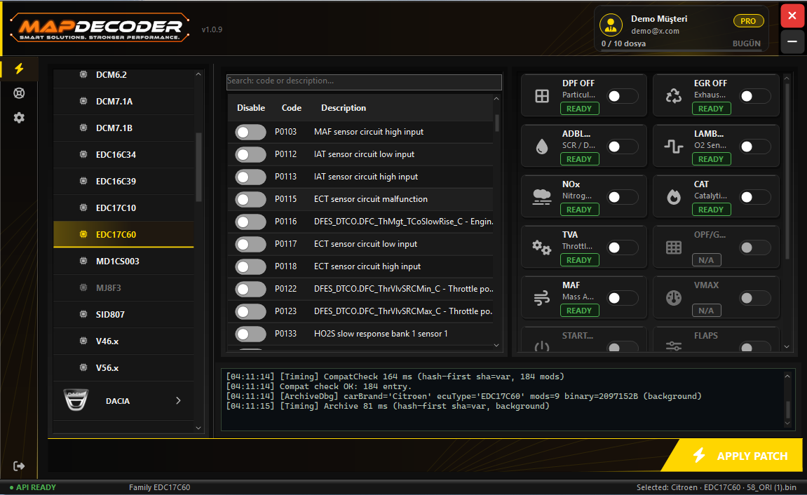 Map Decoder PatchClient — Main Interface